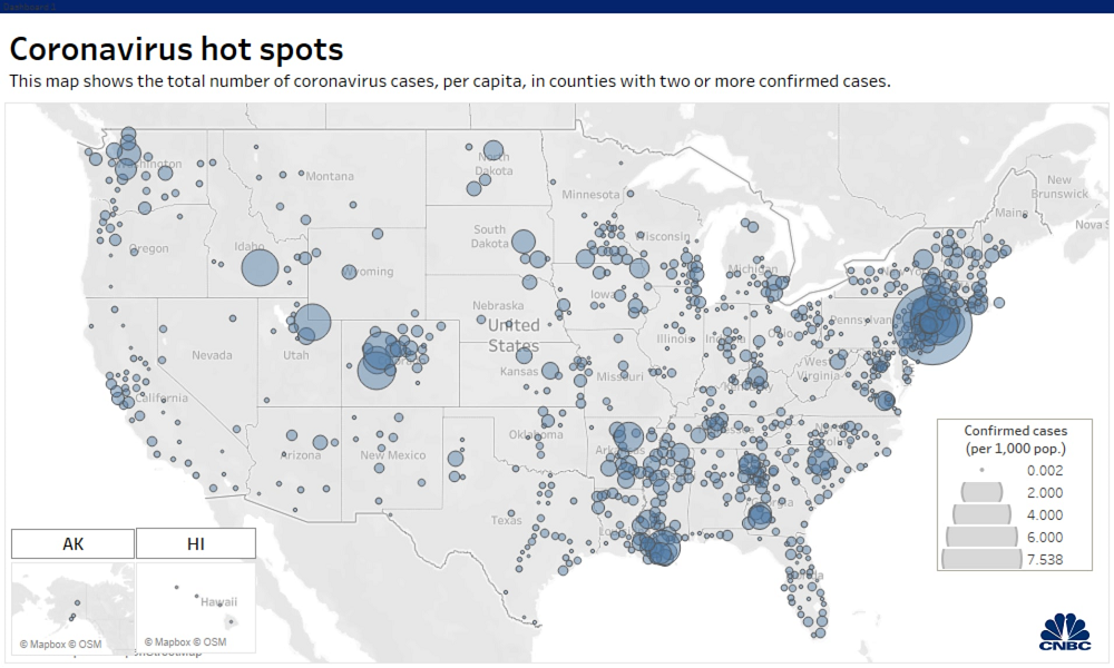 US now has more coronavirus cases than either China or Italy