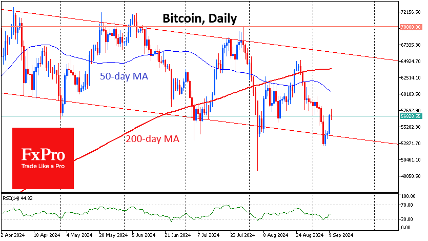 Cautious rebound in cryptos