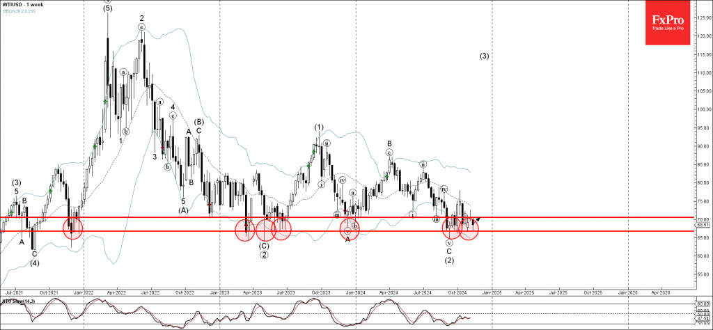 WTI crude Wave Analysis 13 November 2024