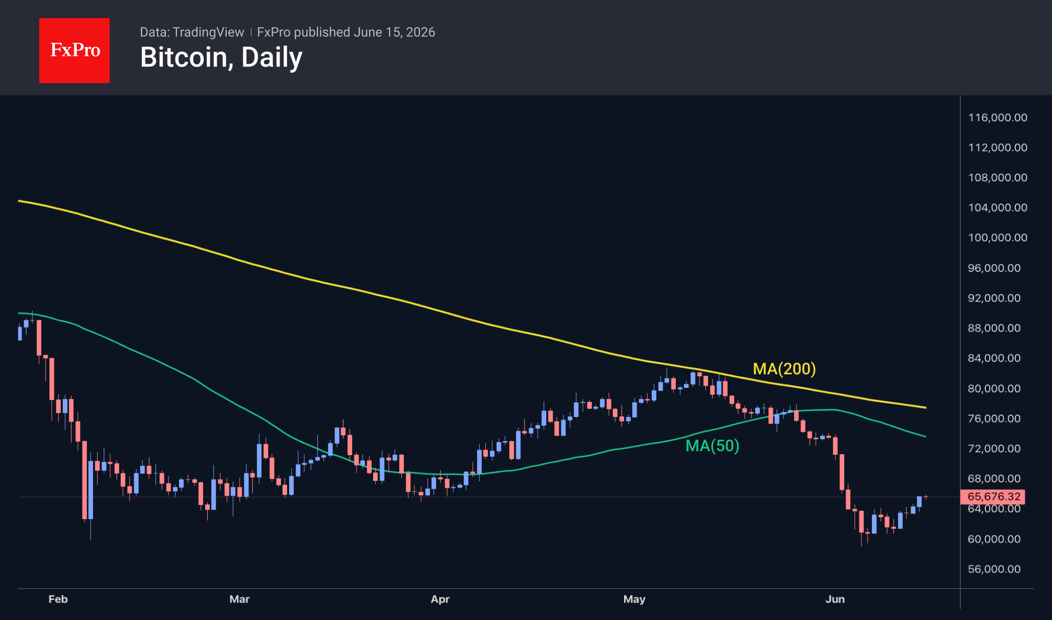 Fig. 2. Bitcoin has rebounded to a previous key support level.
